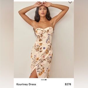 Reformation Floral Midi Dress in Cream and Brown